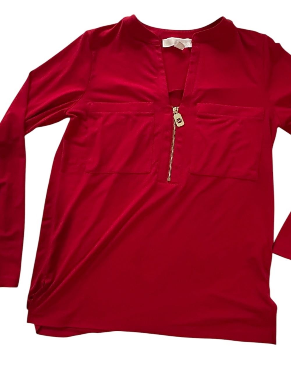 Michael Kors Long Sleeve Top Zip Front with Pockets